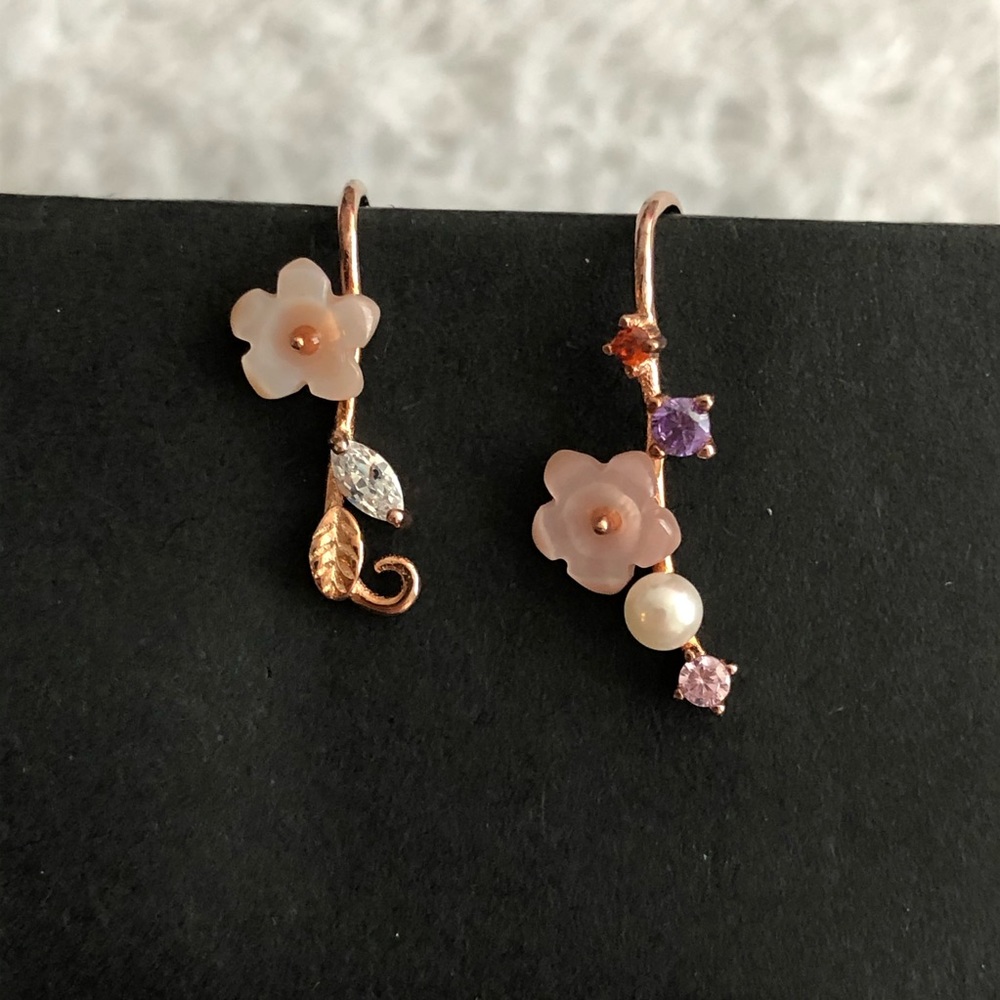 Sterling Silver Earrings with Rose Gold Plating